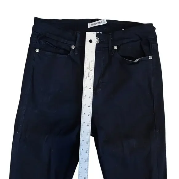 Good American Women’s Sz 29 Black High Rise Good Legs Jeans Stretch Denim - Picture 14 of 16